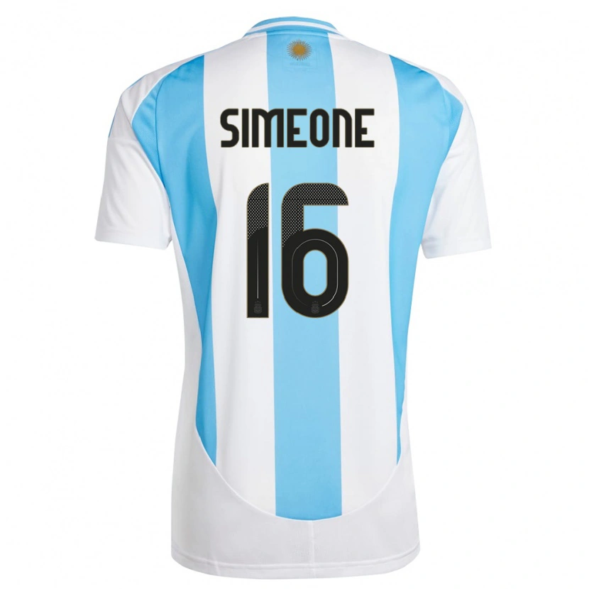 Danxen Homem Camisola Argentina Giuliano Simeone #16 Branco Azul Principal 24-26 Camisa