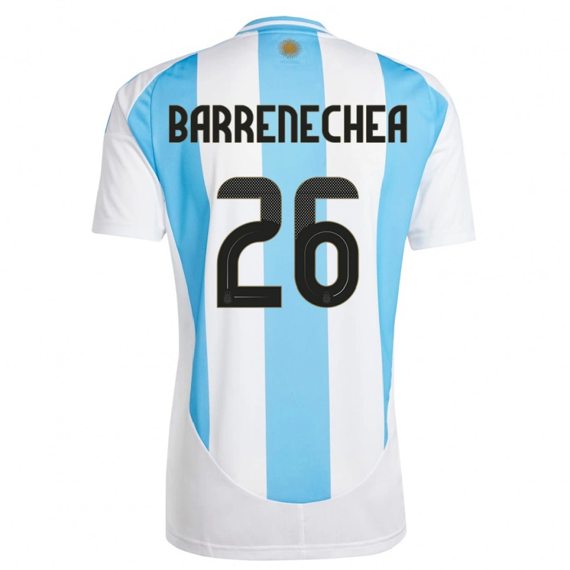 Danxen Homem Camisola Argentina Enzo Barrenechea #26 Branco Azul Principal 24-26 Camisa