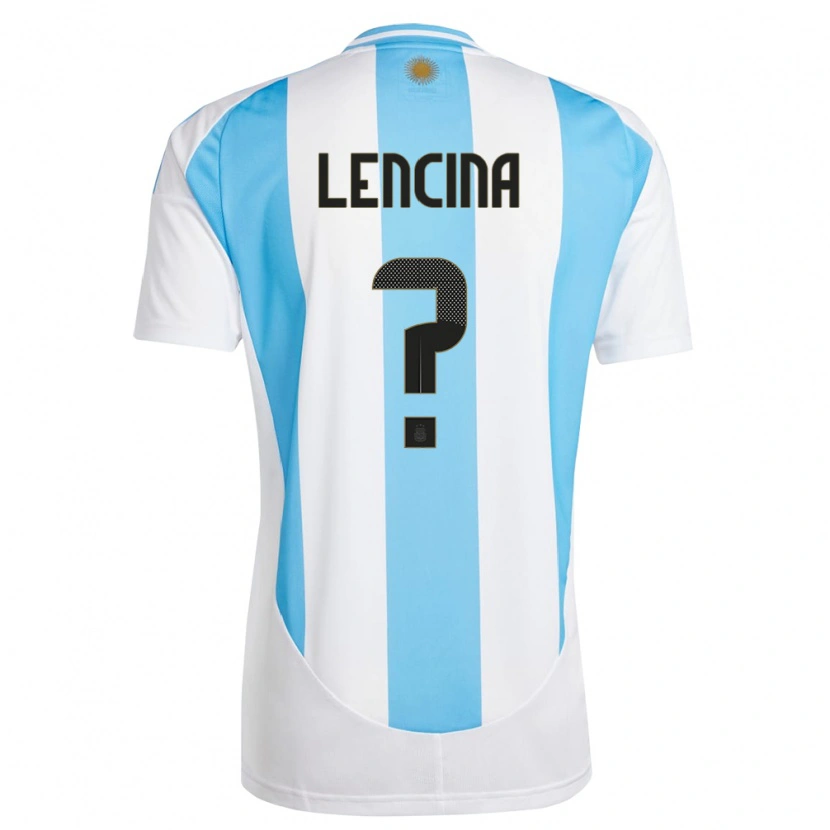Danxen Homem Camisola Argentina Santiago Lencina #0 Branco Azul Principal 24-26 Camisa