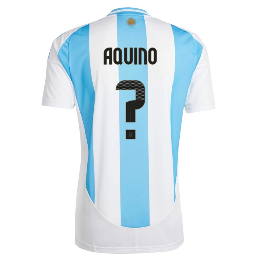 Danxen Homem Camisola Argentina Dylan Aquino #0 Branco Azul Principal 24-26 Camisa