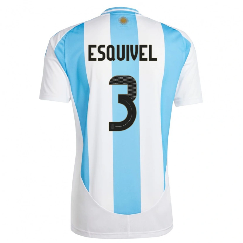 Danxen Homem Camisola Argentina Lucas Esquivel #3 Branco Azul Principal 24-26 Camisa