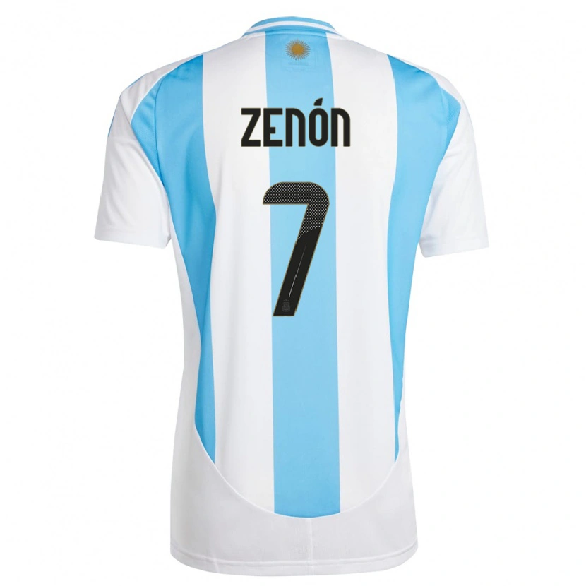 Danxen Homem Camisola Argentina Kevin Zenón #7 Branco Azul Principal 24-26 Camisa