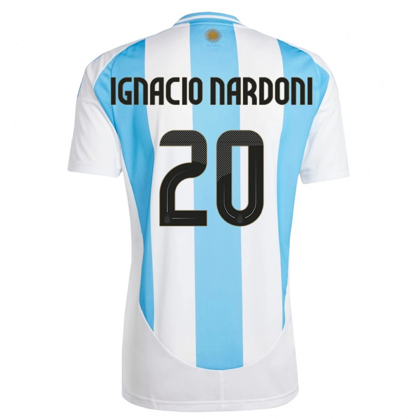 Danxen Homem Camisola Argentina Juan Ignacio Nardoni #20 Branco Azul Principal 24-26 Camisa