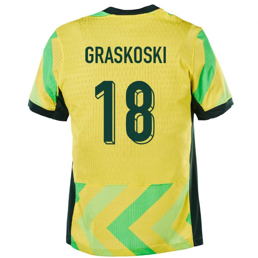 Danxen Homem Camisola Austrália Daniel Graskoski #18 Dourado Principal 24-26 Camisa