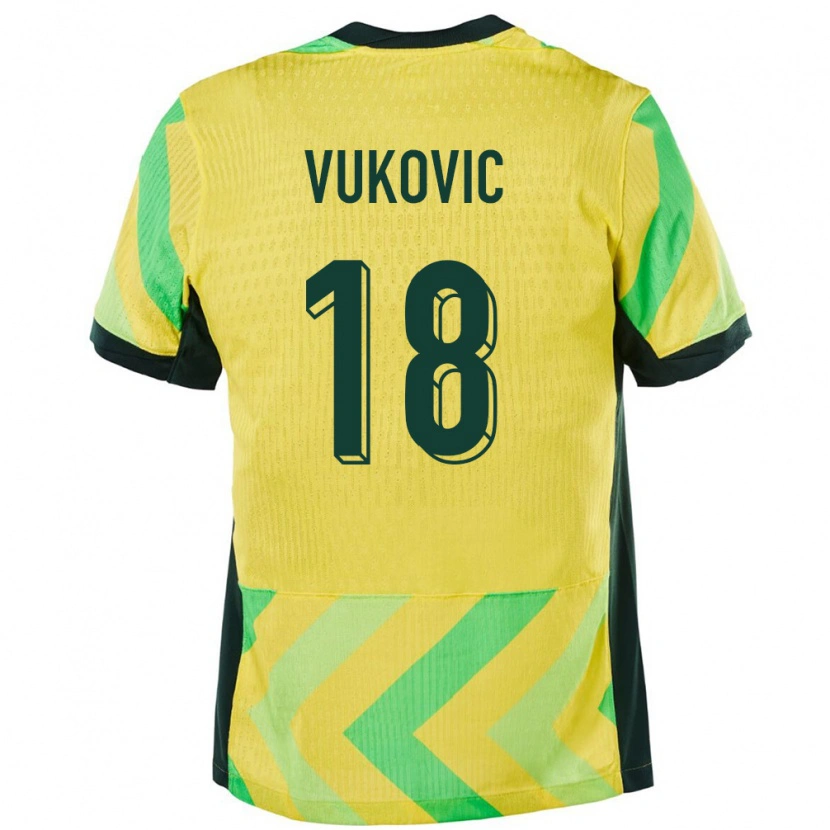 Danxen Homem Camisola Austrália Danny Vukovic #18 Dourado Principal 24-26 Camisa