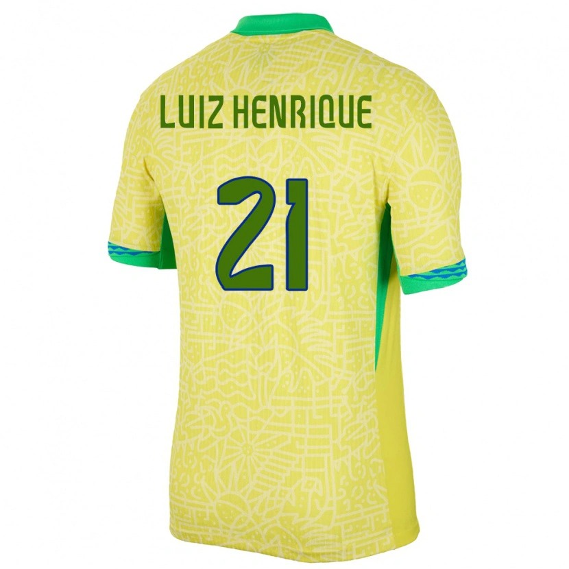 Danxen Homem Camisola Brasil Luiz Henrique #21 Amarelo Principal 24-26 Camisa
