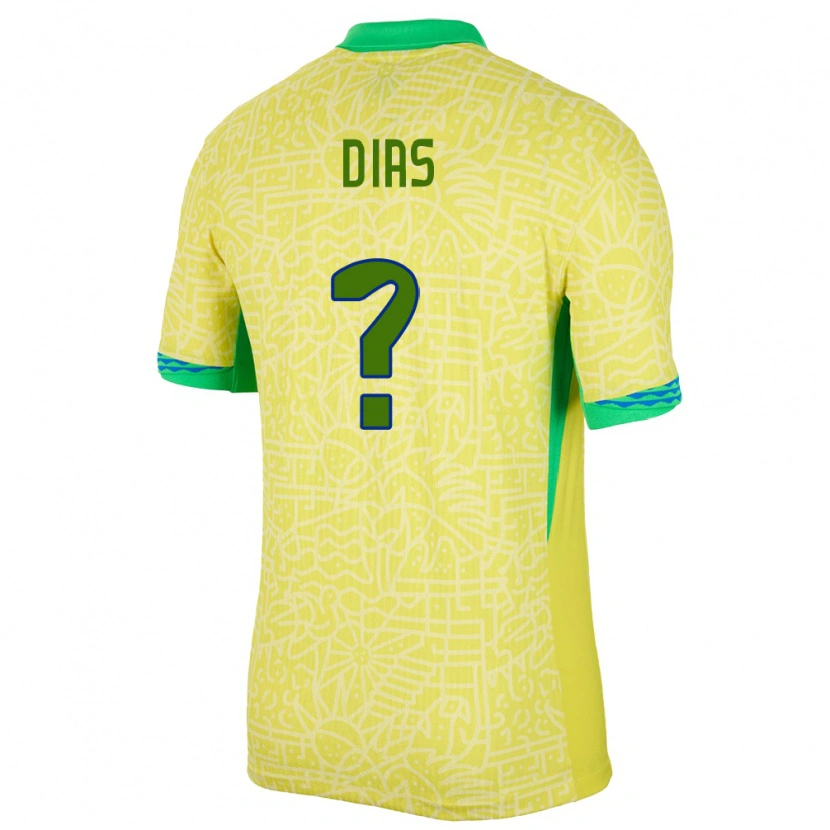 Danxen Homem Camisola Brasil Arthur Dias #0 Amarelo Principal 24-26 Camisa