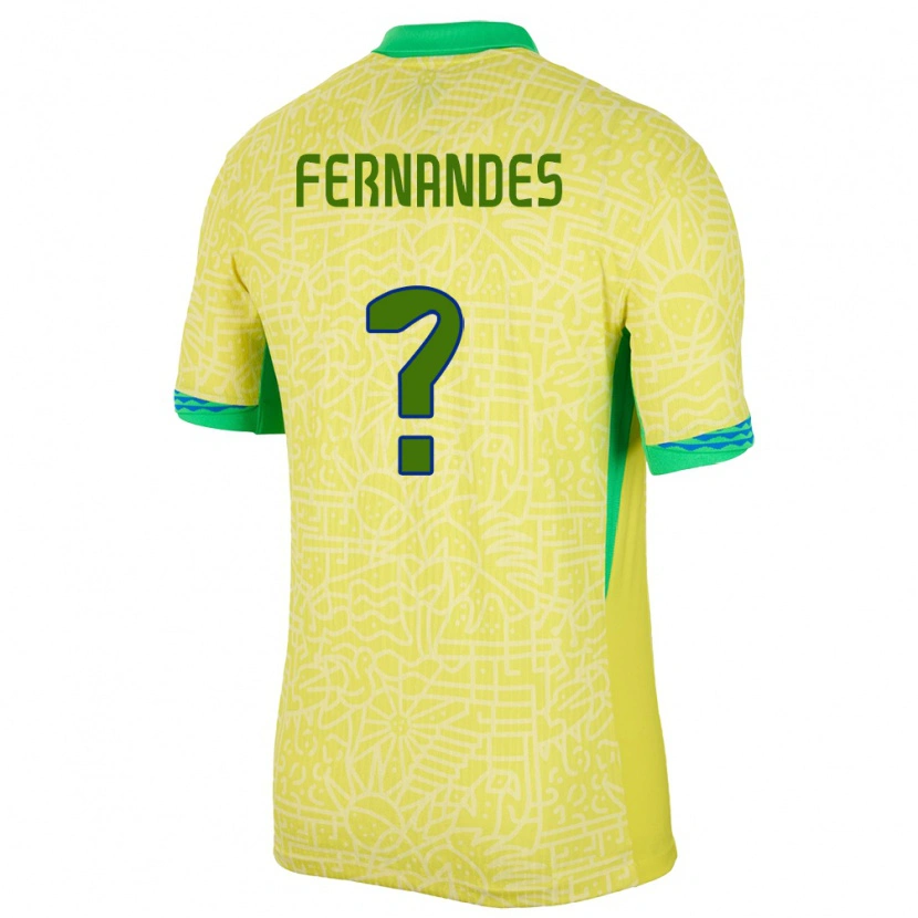 Danxen Homem Camisola Brasil Nathan Fernandes #0 Amarelo Principal 24-26 Camisa