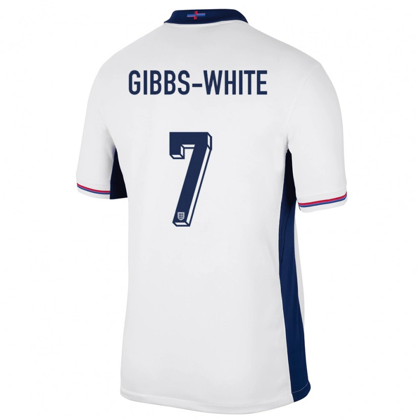 Danxen Homem Camisola Inglaterra Morgan Gibbs-White #7 Branco Principal 24-26 Camisa