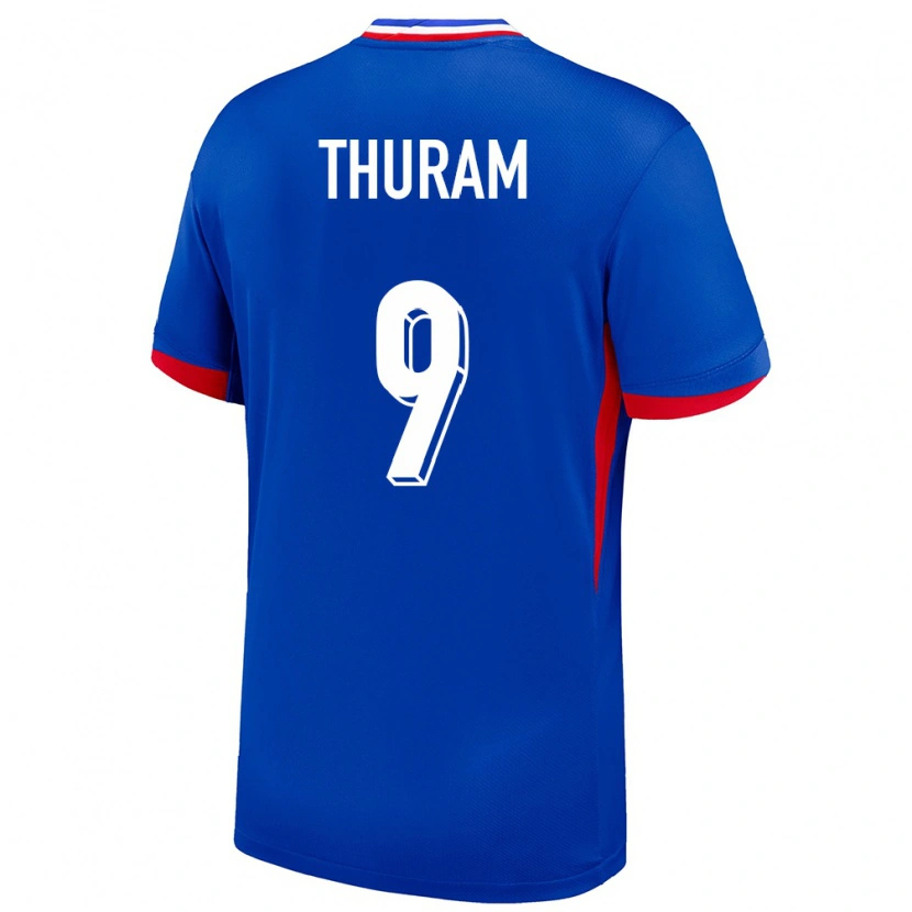 Danxen Homem Camisola França Marcus Thuram #9 Azul Principal 24-26 Camisa