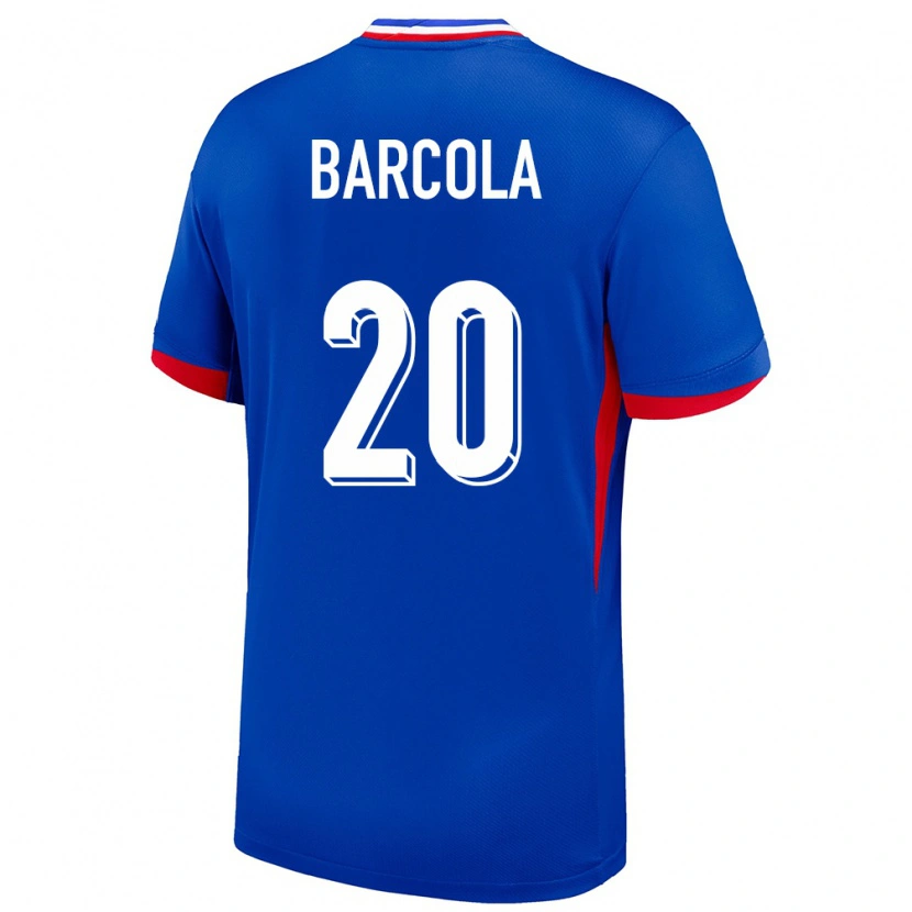 Danxen Homem Camisola França Bradley Barcola #20 Azul Principal 24-26 Camisa