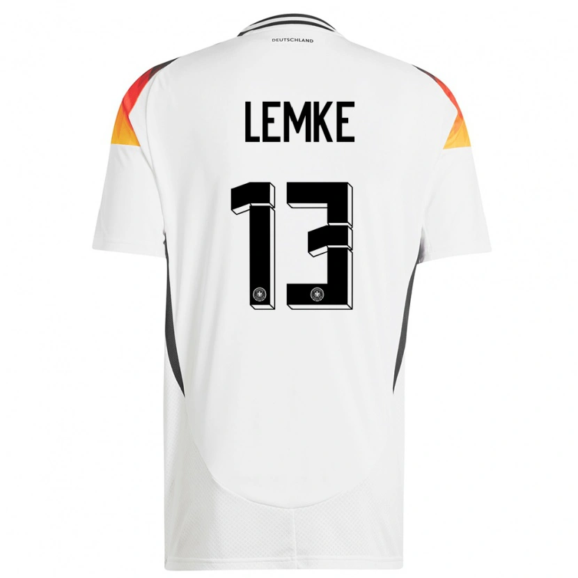 Danxen Homem Camisola Alemanha Louis Lemke #13 Branco Principal 24-26 Camisa