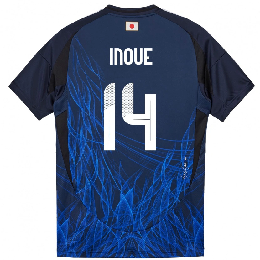 Danxen Homem Camisola Japão Ayaka Inoue #14 Azul Escuro Principal 24-26 Camisa