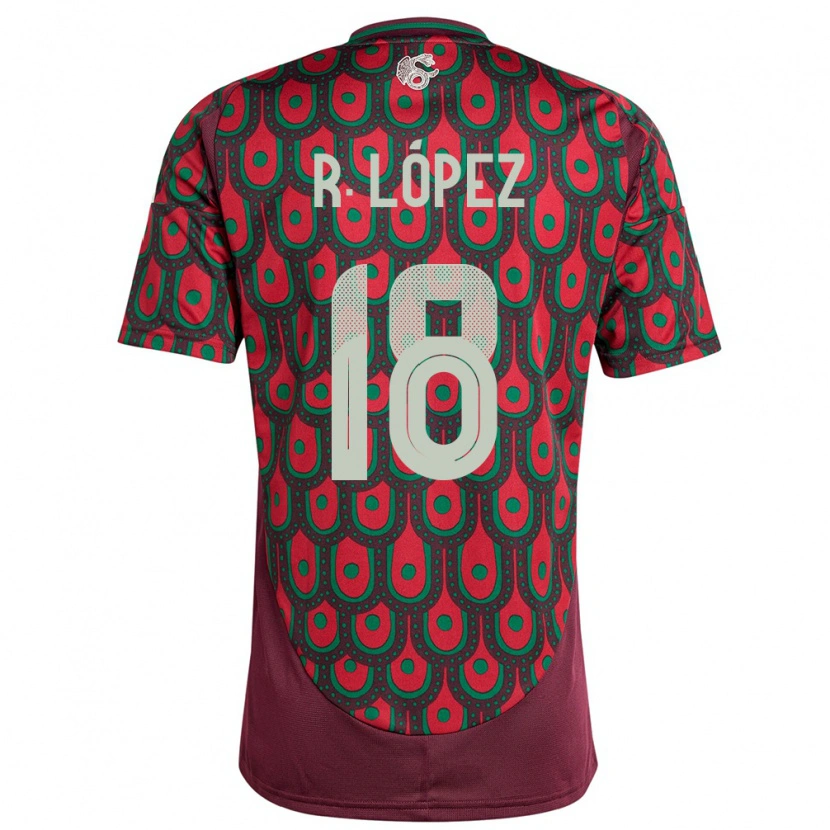 Danxen Homem Camisola México Rodrigo López #18 Marrom Principal 24-26 Camisa