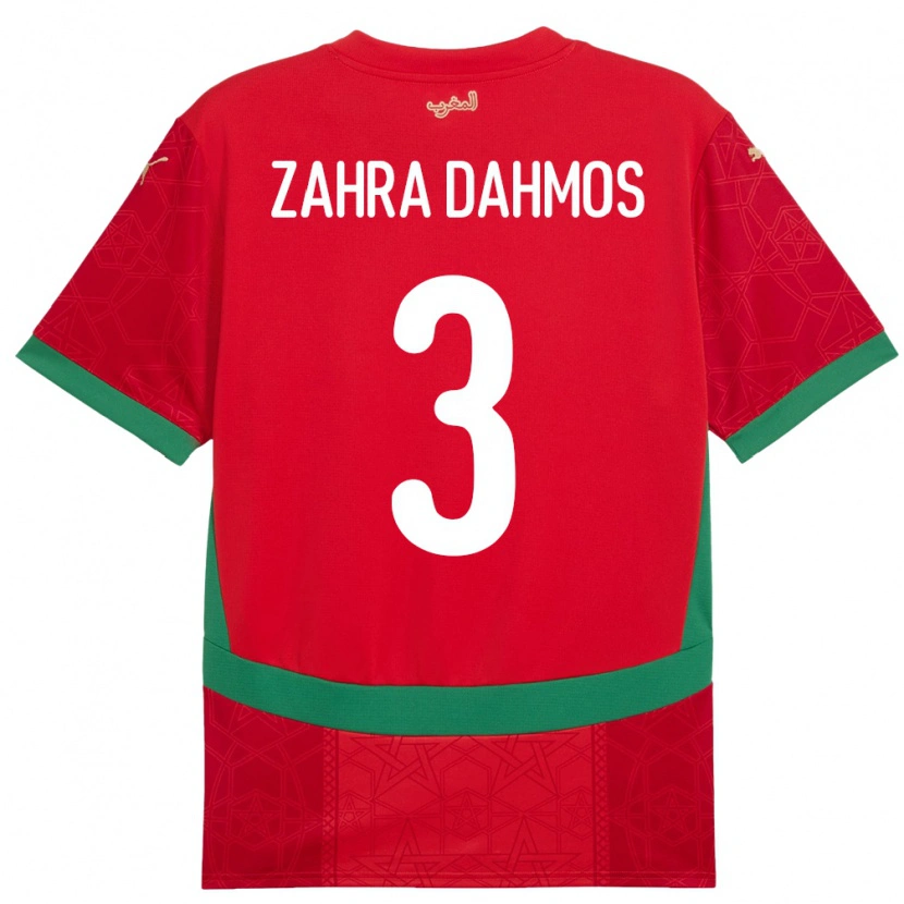 Danxen Homem Camisola Marrocos Fatima Zahra Dahmos #3 Vermelho Principal 24-26 Camisa