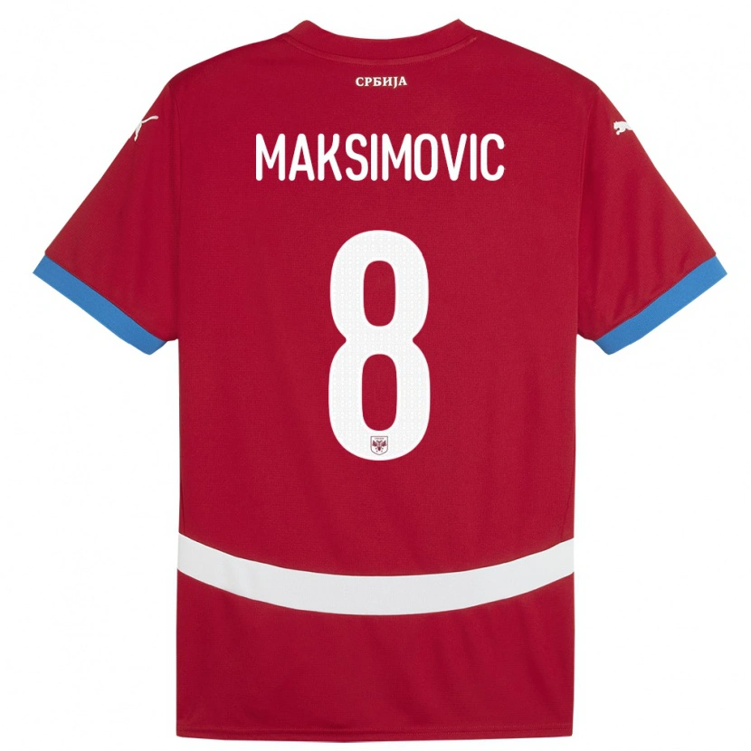 Danxen Homem Camisola Sérvia Andrija Maksimovic #8 Vermelho Principal 24-26 Camisa