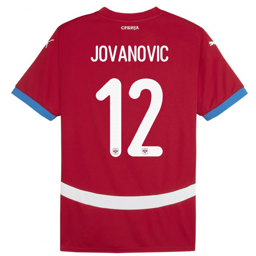 Danxen Homem Camisola Sérvia Aleksandar Jovanovic #12 Vermelho Principal 24-26 Camisa
