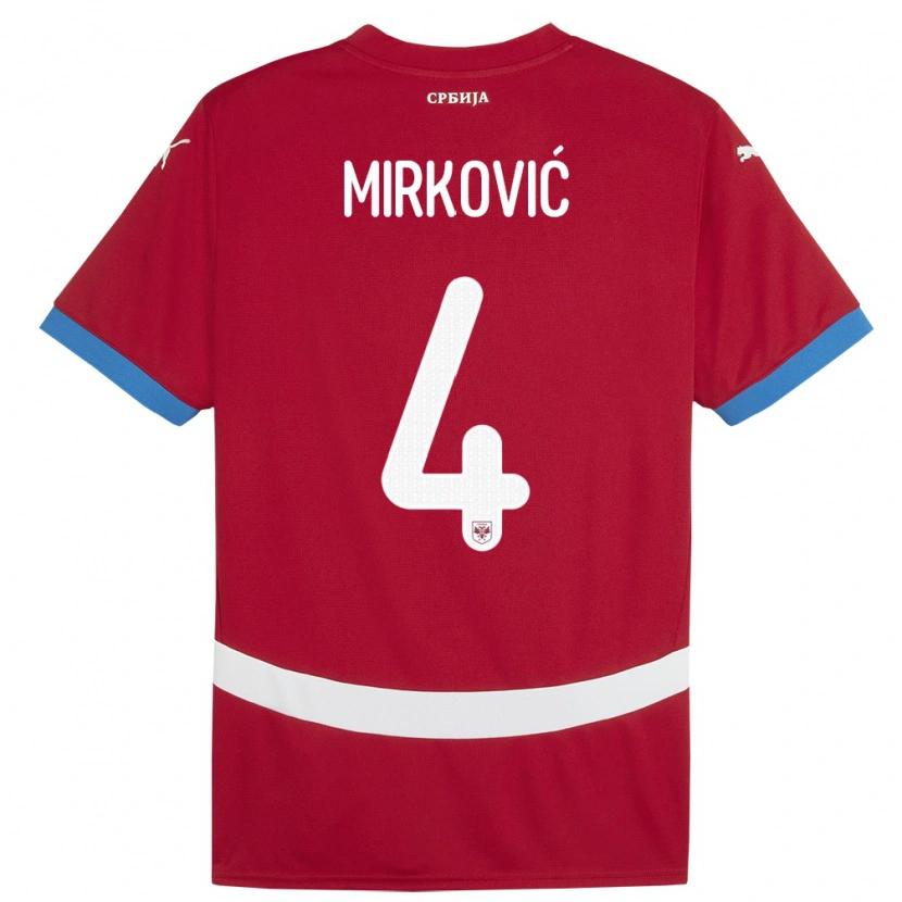 Danxen Homem Camisola Sérvia Nemanja Mirković #4 Vermelho Principal 24-26 Camisa
