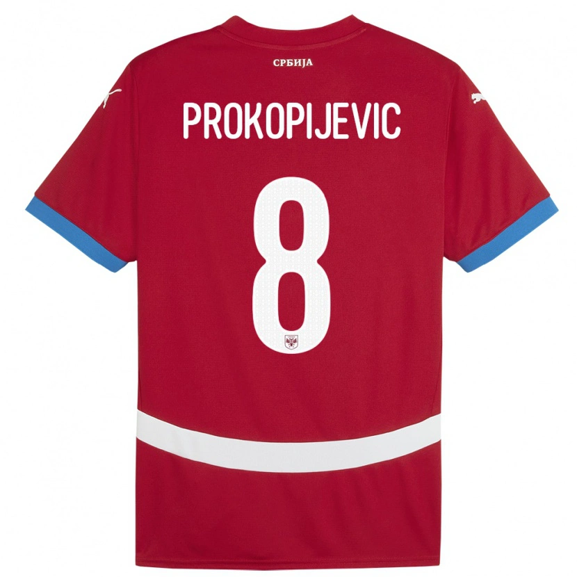 Danxen Homem Camisola Sérvia Mateja Prokopijevic #8 Vermelho Principal 24-26 Camisa
