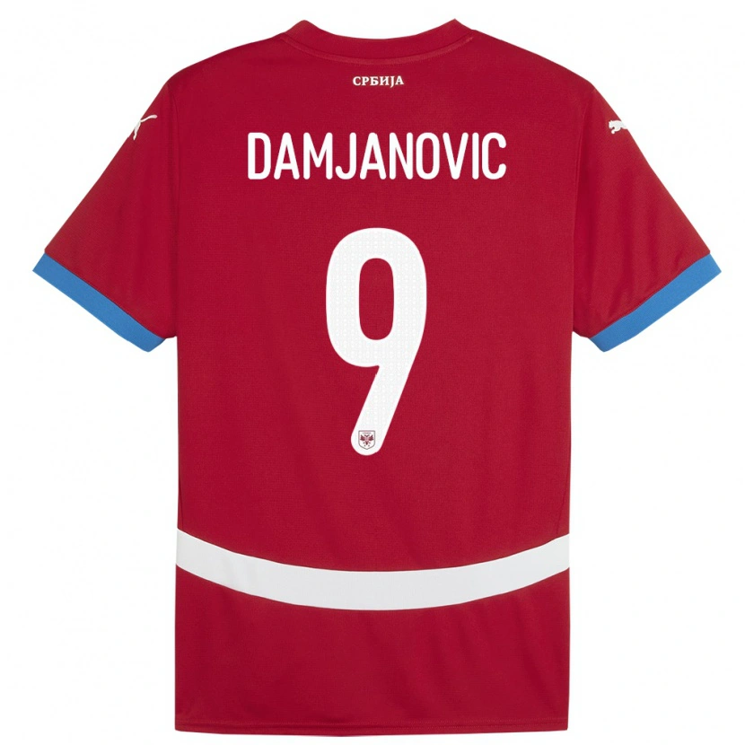 Danxen Homem Camisola Sérvia Aleksa Damjanovic #9 Vermelho Principal 24-26 Camisa