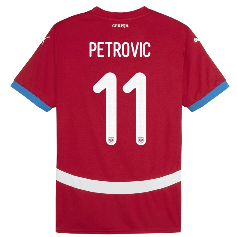 Danxen Homem Camisola Sérvia Aleksa Petrovic #11 Vermelho Principal 24-26 Camisa