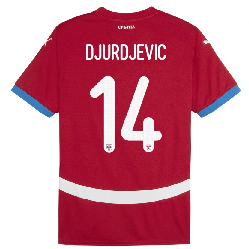 Danxen Homem Camisola Sérvia Vukasin Djurdjevic #14 Vermelho Principal 24-26 Camisa