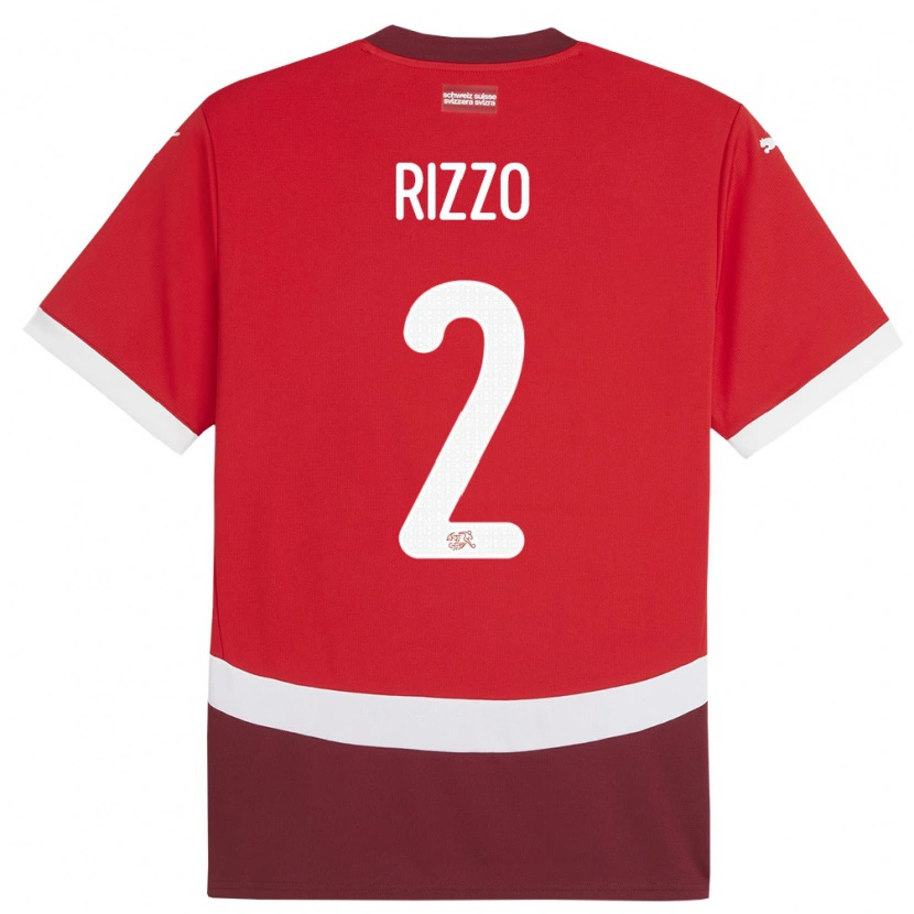 Danxen Homem Camisola Suiça Mattia Rizzo #2 Vermelho Principal 24-26 Camisa