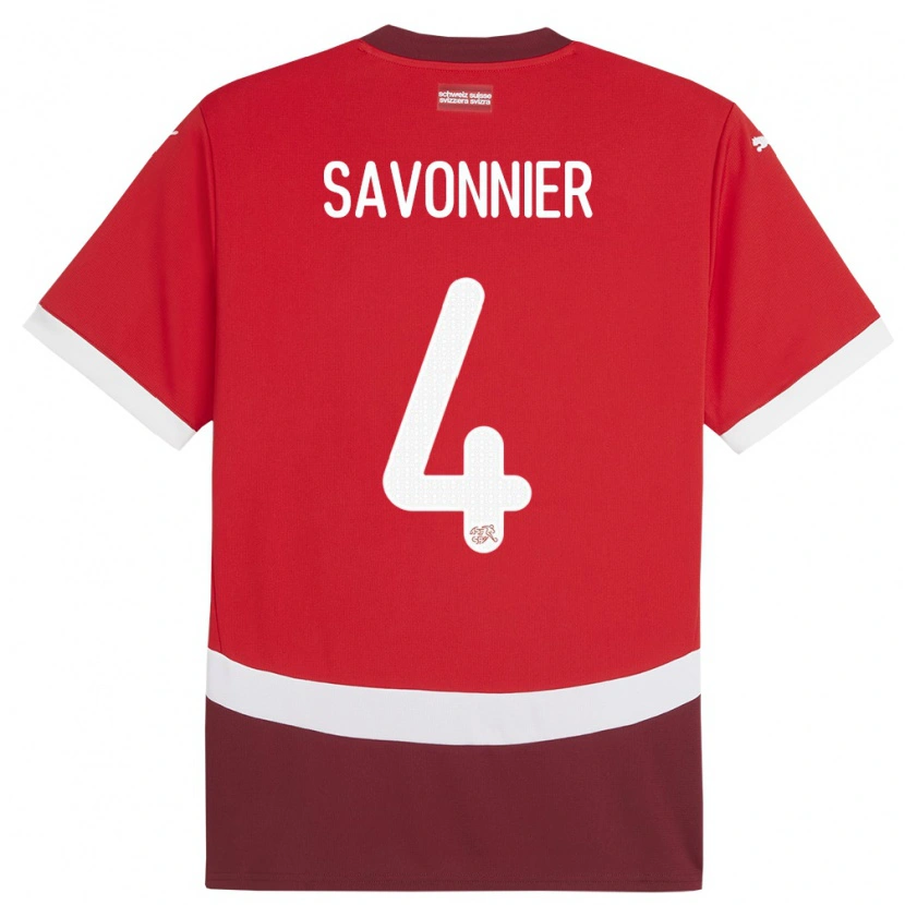 Danxen Homem Camisola Suiça Nelson Savonnier #4 Vermelho Principal 24-26 Camisa