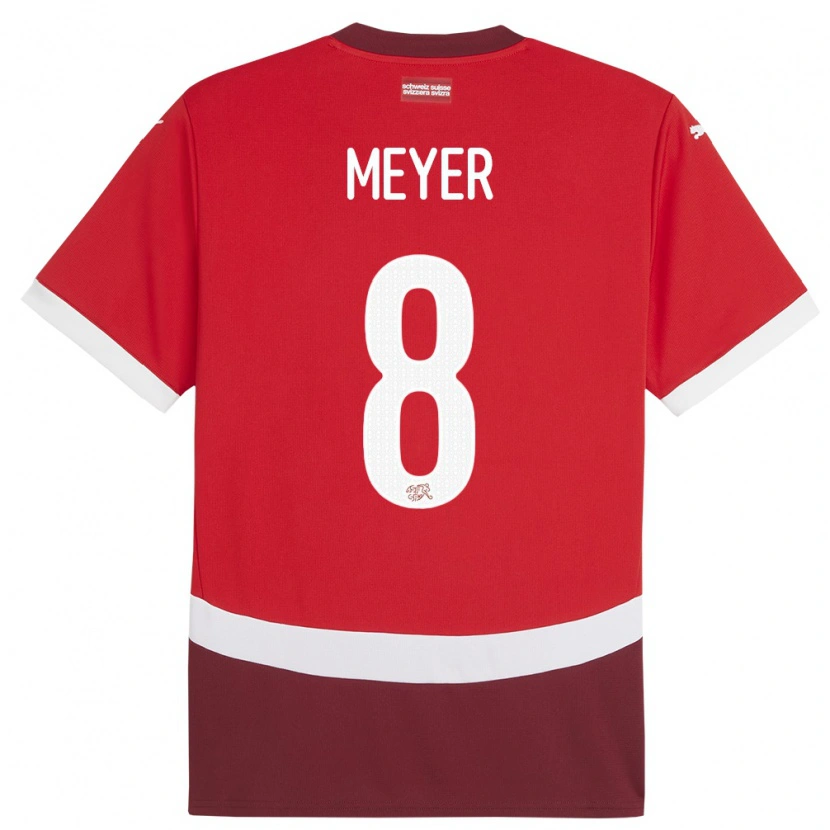 Danxen Homem Camisola Suiça Tim Meyer #8 Vermelho Principal 24-26 Camisa