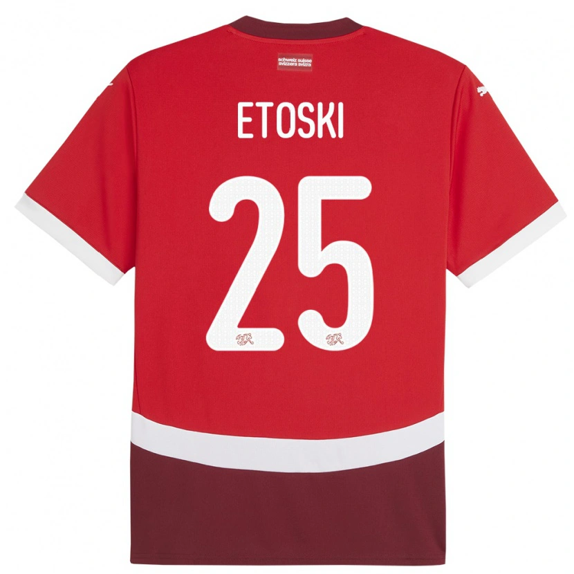Danxen Homem Camisola Suiça Edin Etoski #25 Vermelho Principal 24-26 Camisa