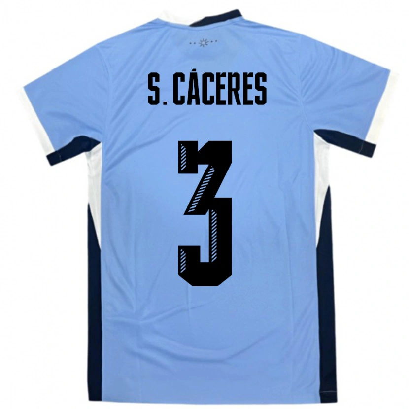 Danxen Homem Camisola Uruguai Sebastian Caceres #3 Branco Preto Principal 24-26 Camisa