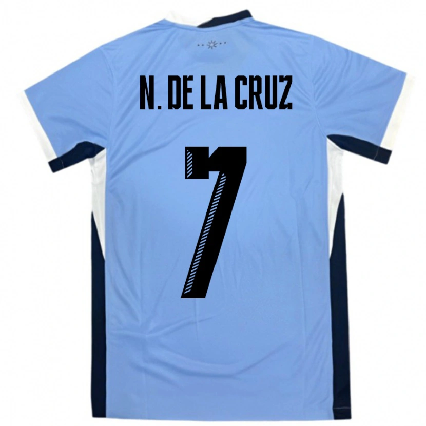 Danxen Homem Camisola Uruguai Nicolas De La Cruz #7 Branco Preto Principal 24-26 Camisa