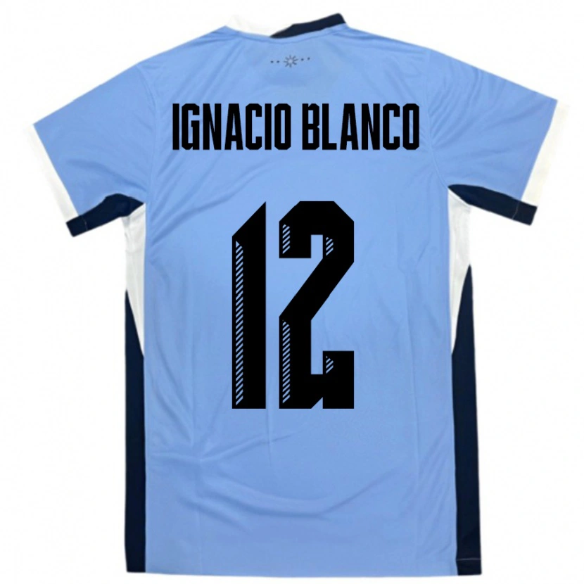 Danxen Homem Camisola Uruguai Juan Ignacio Blanco #12 Branco Preto Principal 24-26 Camisa