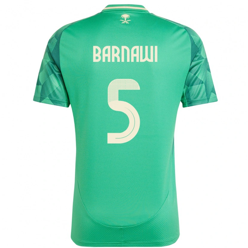 Danxen Homem Camisola Arábia Saudita Mohammed Barnawi #5 Verde Principal 24-26 Camisa