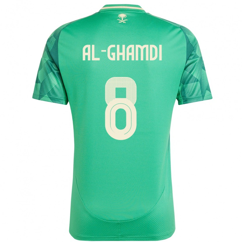 Danxen Homem Camisola Arábia Saudita Rakan Al-Ghamdi #8 Verde Principal 24-26 Camisa