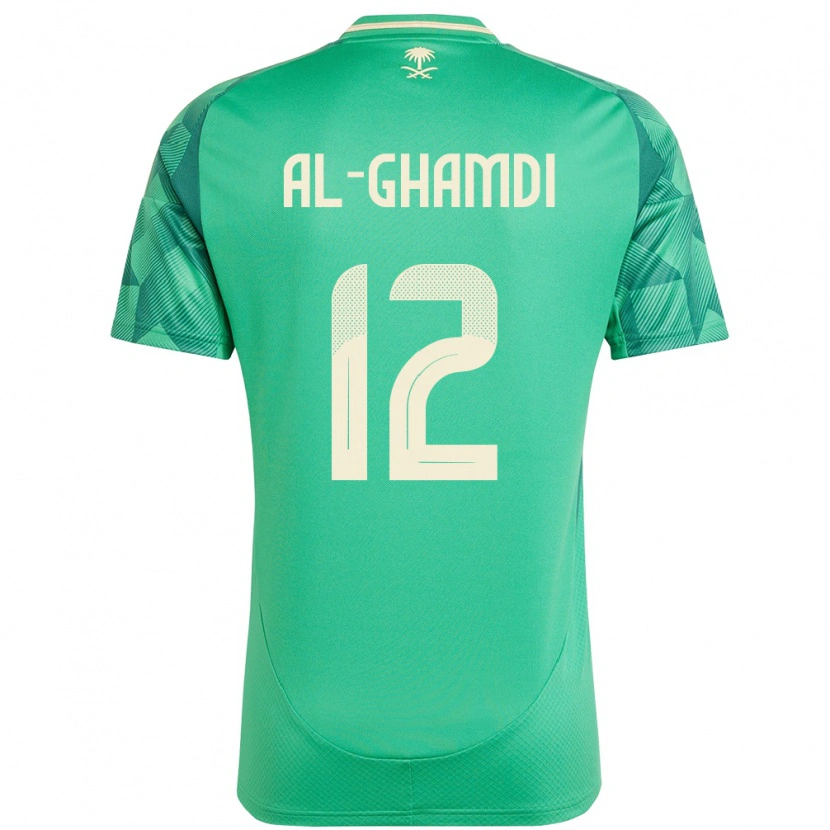 Danxen Homem Camisola Arábia Saudita Rayan Al-Ghamdi #12 Verde Principal 24-26 Camisa