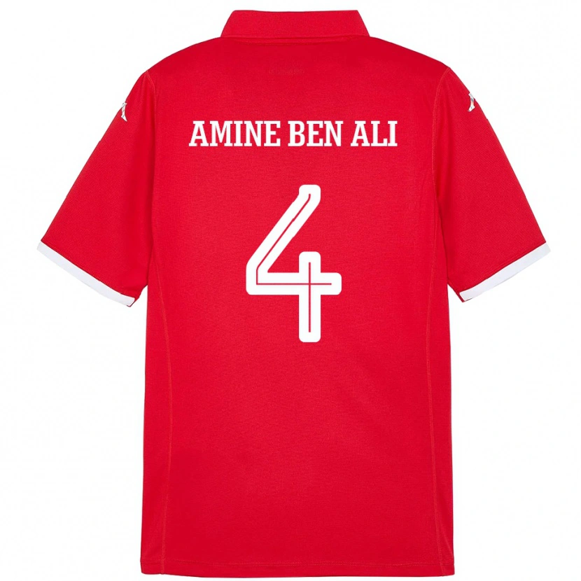 Danxen Homem Camisola Tunísia Mohamed Amine Ben Ali #4 Vermelho Principal 24-26 Camisa