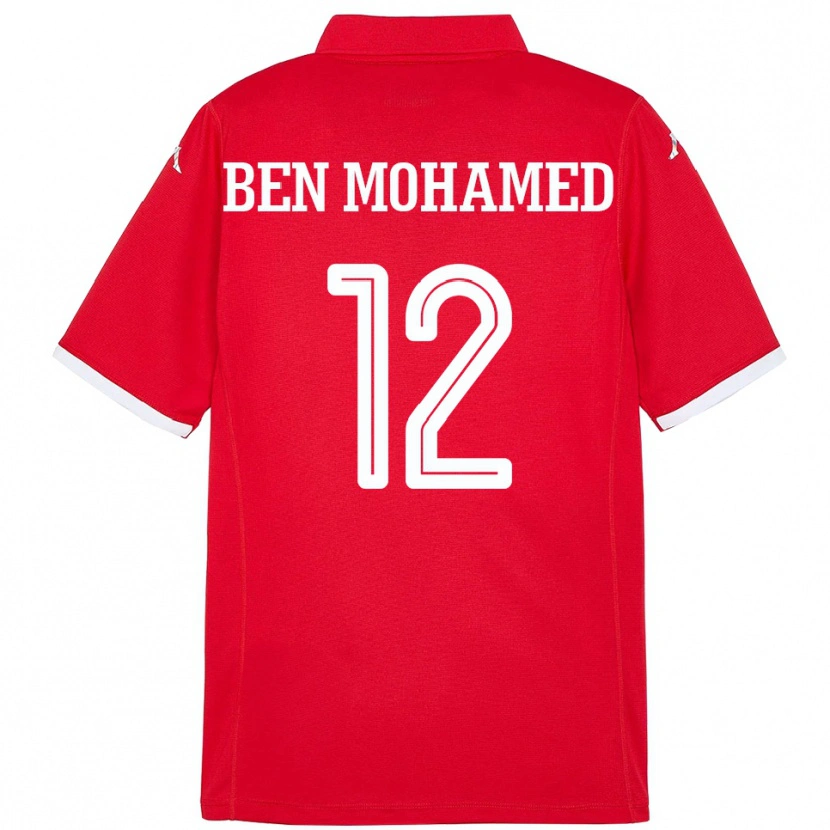 Danxen Homem Camisola Tunísia Ibtissem Ben Mohamed #12 Vermelho Principal 24-26 Camisa