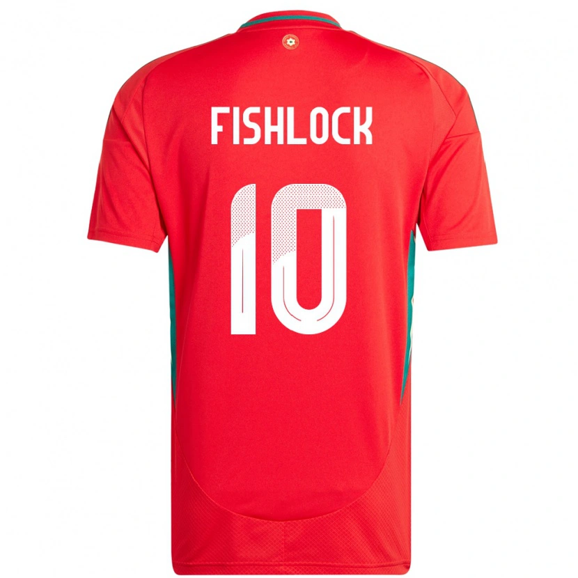 Danxen Homem Camisola País De Gales Jessica Fishlock #10 Vermelho Principal 24-26 Camisa