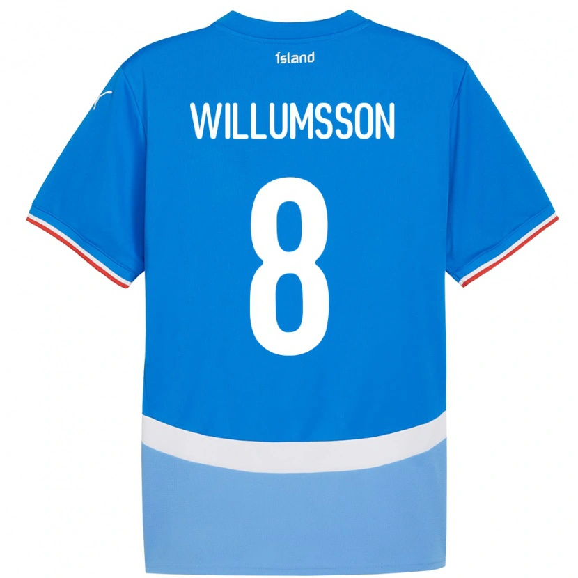 Danxen Homem Camisola Islândia Brynjólfur Andersen Willumsson #8 Azul Principal 24-26 Camisa