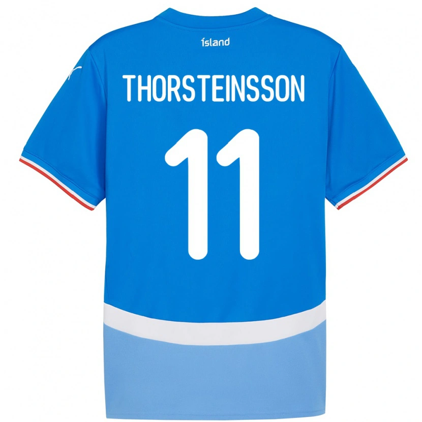 Danxen Homem Camisola Islândia Jón Dagur Thorsteinsson #11 Azul Principal 24-26 Camisa