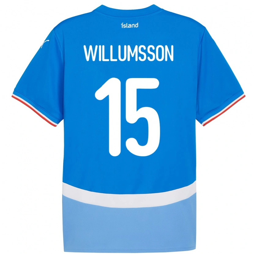 Danxen Homem Camisola Islândia Willum Thór Willumsson #15 Azul Principal 24-26 Camisa