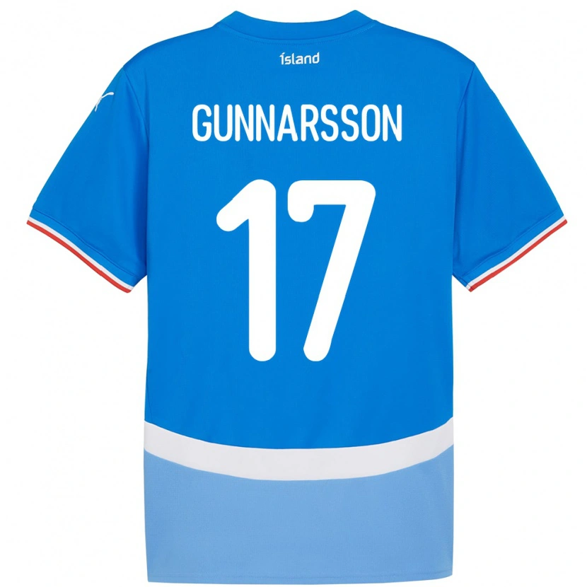 Danxen Homem Camisola Islândia Aron Gunnarsson #17 Azul Principal 24-26 Camisa