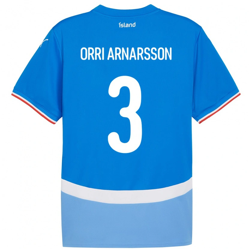 Danxen Homem Camisola Islândia Egill Orri Arnarsson #3 Azul Principal 24-26 Camisa