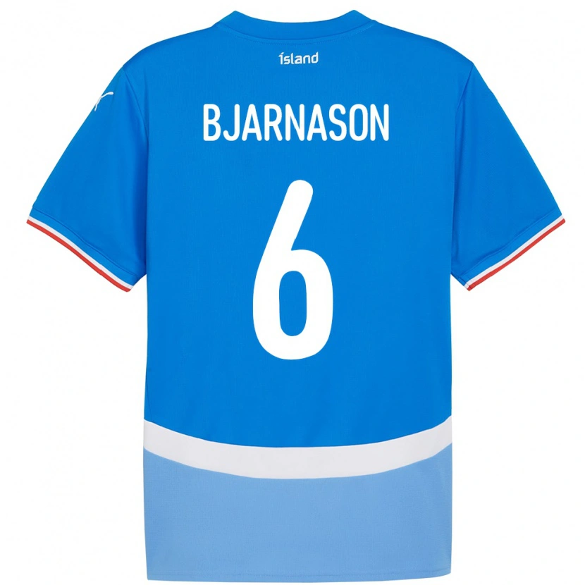 Danxen Homem Camisola Islândia Jóhannes Kristinn Bjarnason #6 Azul Principal 24-26 Camisa