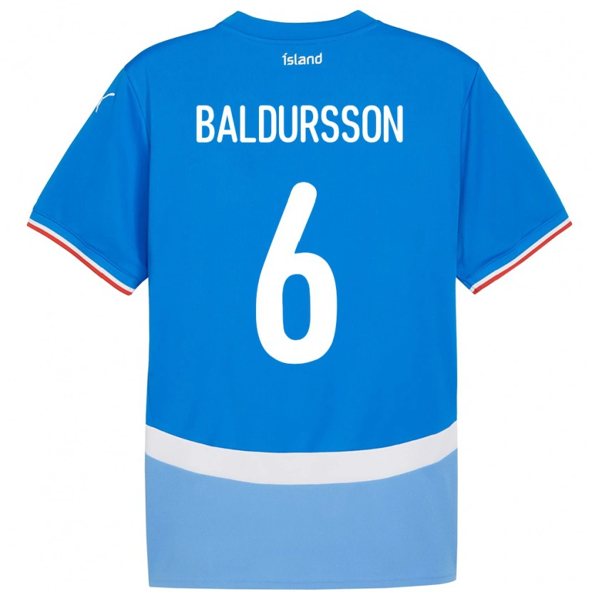 Danxen Homem Camisola Islândia Breki Baldursson #6 Azul Principal 24-26 Camisa