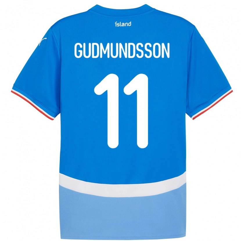 Danxen Homem Camisola Islândia Galdur Gudmundsson #11 Azul Principal 24-26 Camisa