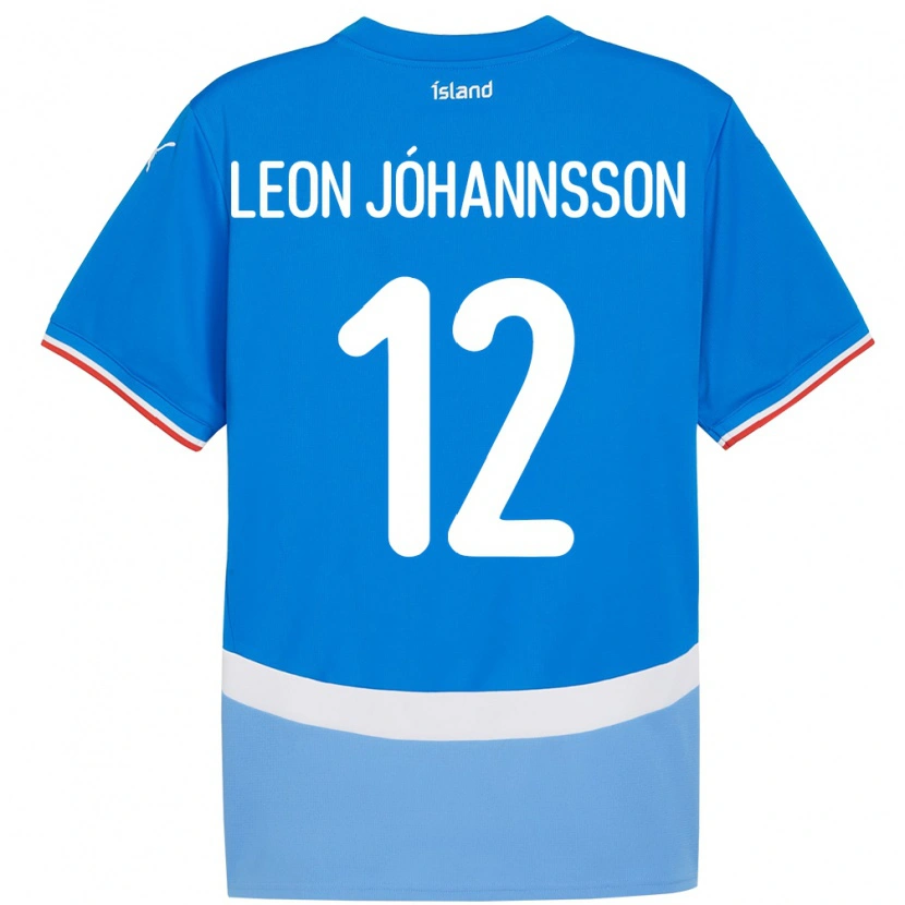 Danxen Homem Camisola Islândia Marten Leon Jóhannsson #12 Azul Principal 24-26 Camisa