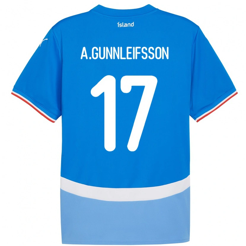 Danxen Homem Camisola Islândia Arnar Bjarki Gunnleifsson #17 Azul Principal 24-26 Camisa