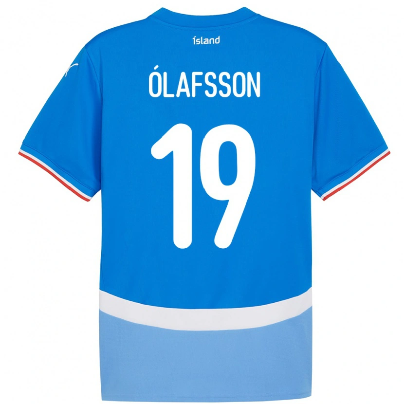 Danxen Homem Camisola Islândia Sigurdur Stefán Ólafsson #19 Azul Principal 24-26 Camisa